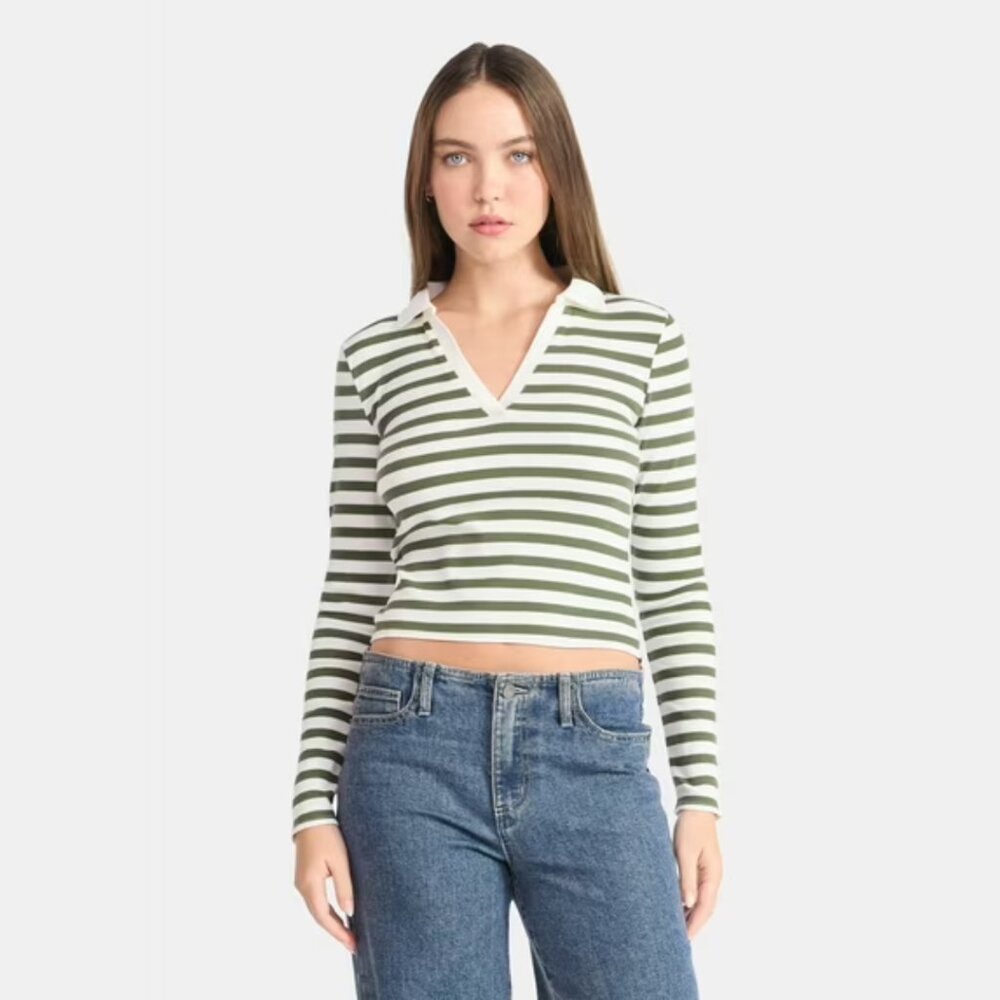 Johnny Collar Tee with Long Sleeves, Sea Turtle